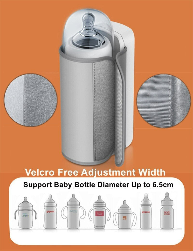 Rechargeable Baby Bottle Warmer 6Levels Temperature Adjustment with Temperature Display Breast Warmer Sleeve Feeding Accessories