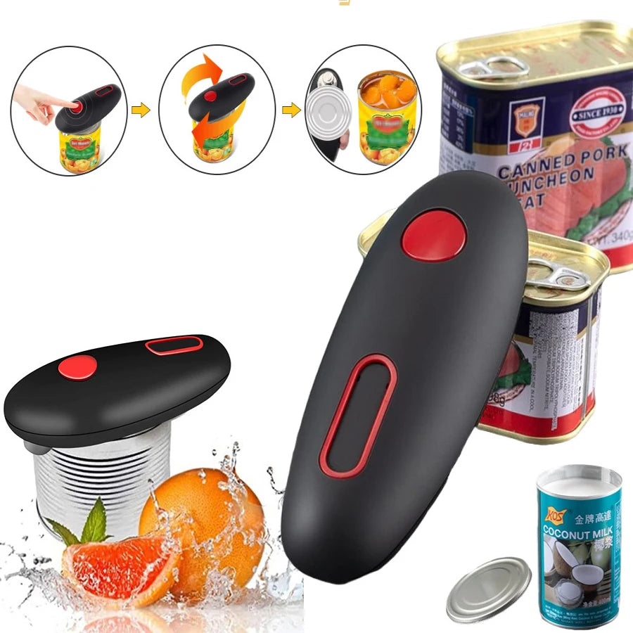 Portable Electric Can Opener: One-Touch Automatic Jar, Bottle, and Can Opener - Hands-Free Kitchen Tool for Effortless Opening