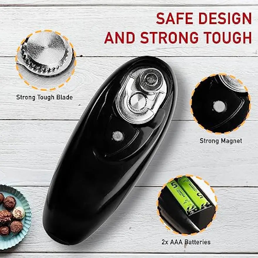 Portable Electric Can Opener: One-Touch Automatic Jar, Bottle, and Can Opener - Hands-Free Kitchen Tool for Effortless Opening